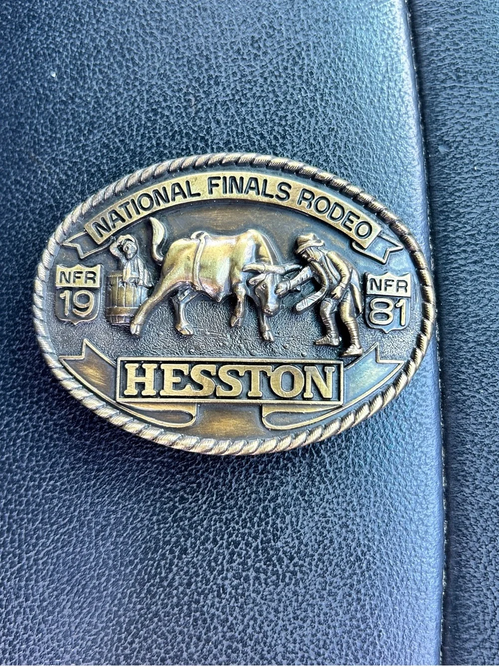 Vintage 1981 National Finals Rodeo HESSTON Collector Belt Buckle